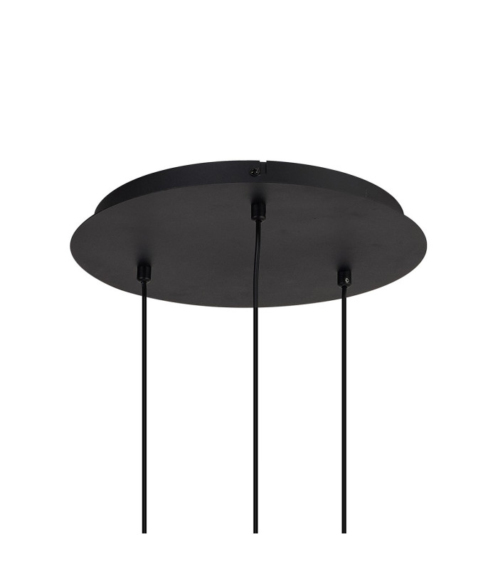 Baldwin 32cm Round Pendant 2m Curved Cone Glass (U) 3 Light G9 Satin Black/Iridescent/Opal-5