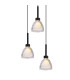 Baldwin 32cm Round Pendant 2m Curved Cone Glass (U) 3 Light G9 Satin Black/Iridescent/Opal-7