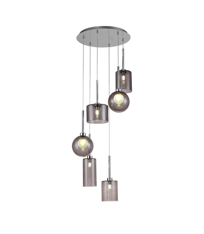 Baldwin 45cm Round Pendant 2.5m 6 x G9 Polished Chrome/Smoked/Frosted Type A