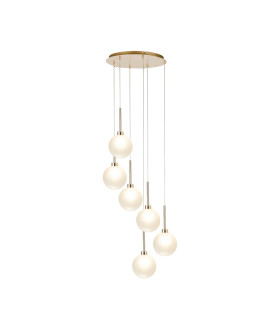 Baldwin 44cm Round Pendant 2.5m 6 x G9 French Gold/Frosted Type G Shade-1