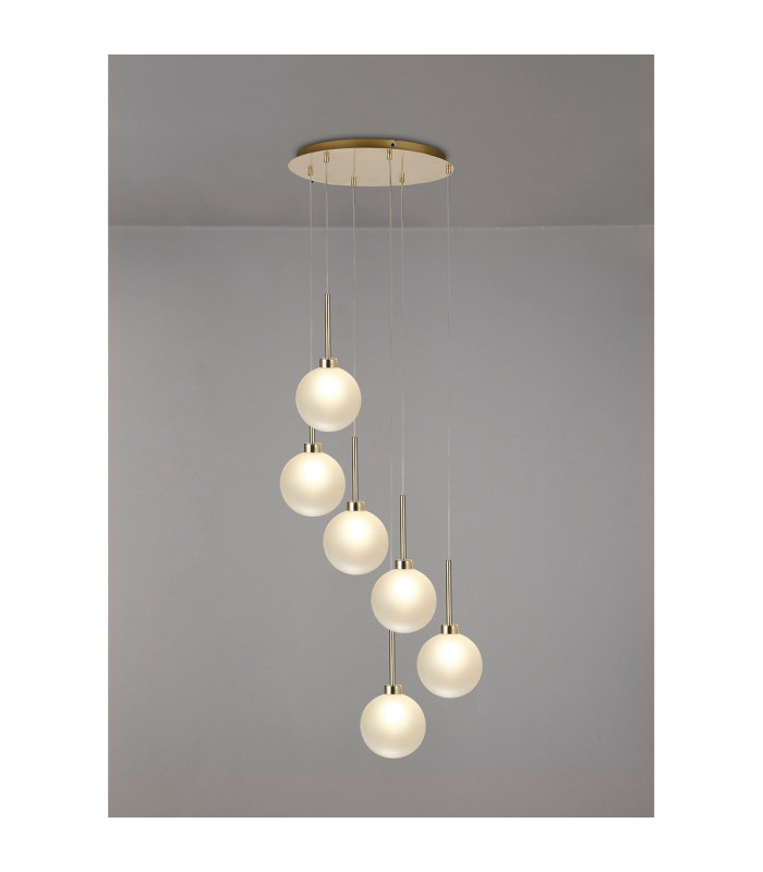Baldwin 44cm Round Pendant 2.5m 6 x G9 French Gold/Frosted Type G Shade-3