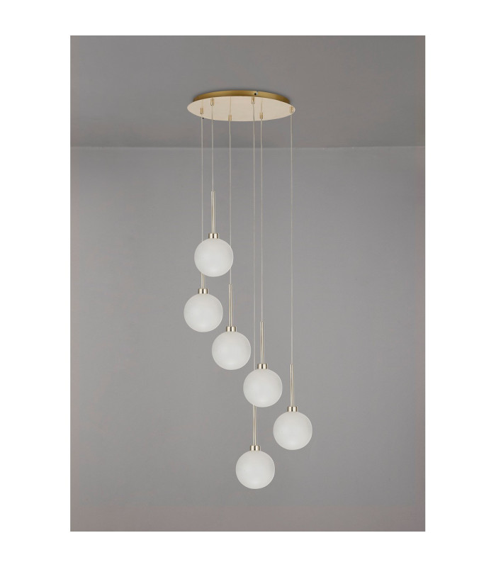 Baldwin 44cm Round Pendant 2.5m 6 x G9 French Gold/Frosted Type G Shade-11