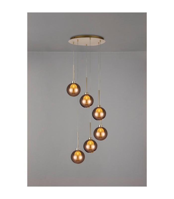 Baldwin 44cm Round Pendant 2.5m 6 x G9 French Gold/Chrome/Frosted Type G Shade-3