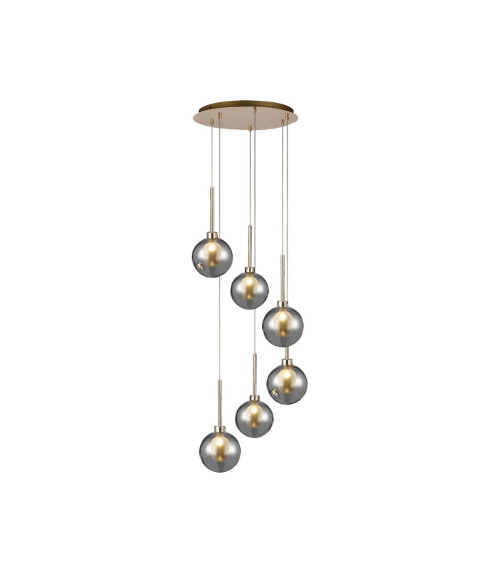 Baldwin 44cm Round Pendant 2.5m 6 x G9 French Gold/Chrome/Frosted Type G Shade-4
