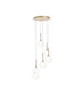 Baldwin 44cm Round Pendant 2.5m 6 x G9 French Gold/Cognac/Frosted Type G Shade-1