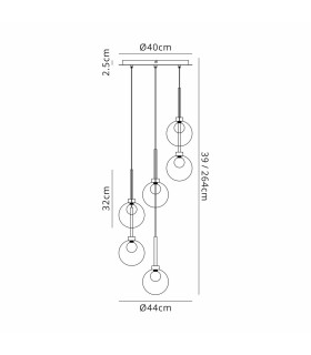 Baldwin 44cm Round Pendant 2.5m 6 x G9 French Gold/Cognac/Frosted Type G Shade-2