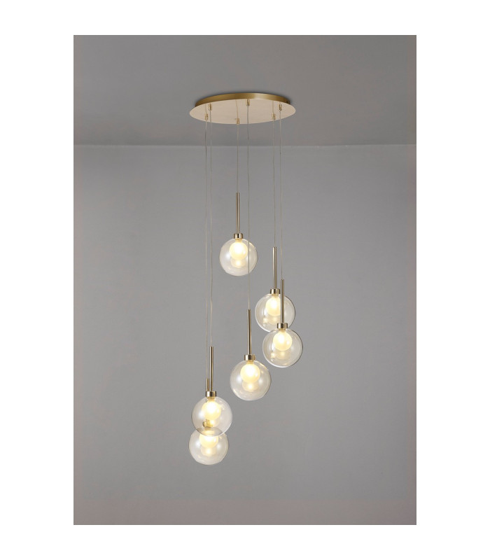 Baldwin 44cm Round Pendant 2.5m 6 x G9 French Gold/Cognac/Frosted Type G Shade-3