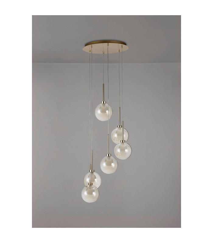 Baldwin 44cm Round Pendant 2.5m 6 x G9 French Gold/Cognac/Frosted Type G Shade-12