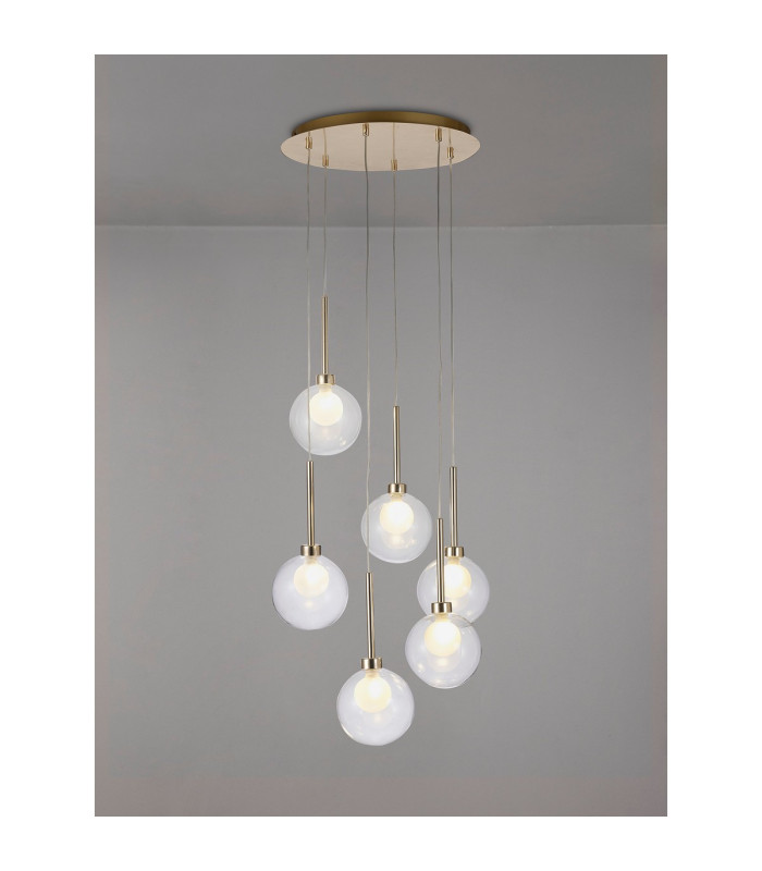 Baldwin 44cm Round Pendant 2.5m 6 x G9 French Gold/Clear/Frosted Type G Shade-3