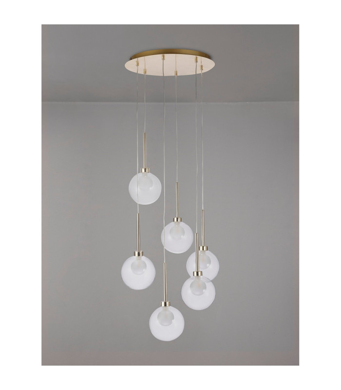 Baldwin 44cm Round Pendant 2.5m 6 x G9 French Gold/Clear/Frosted Type G Shade-11