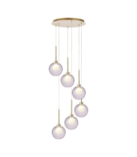 Baldwin 44cm Round Pendant 2.5m 6 x G9 French Gold/Smoked/Frosted Type G Shade-1