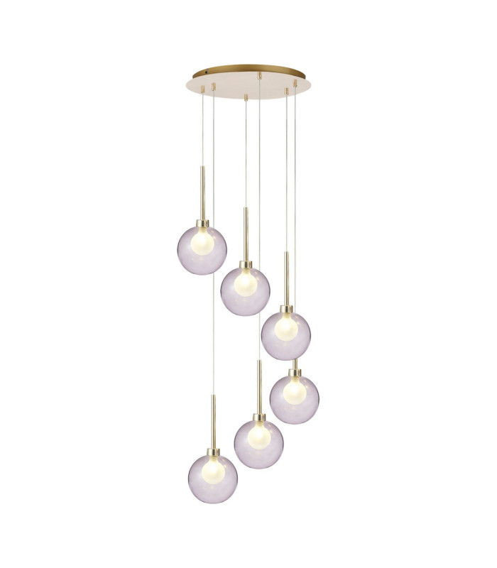 Baldwin 44cm Round Pendant 2.5m 6 x G9 French Gold/Smoked/Frosted Type G Shade-1