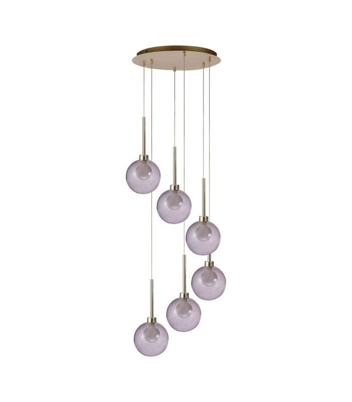 Baldwin 44cm Round Pendant 2.5m 6 x G9 French Gold/Smoked/Frosted Type G Shade-4