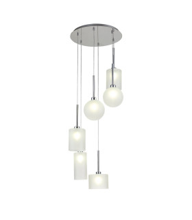 Baldwin 45cm Round Pendant 2.5m 6 x G9 Polished Chrome/Frosted Type A