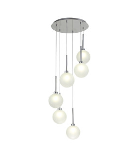 Baldwin 44cm Round Pendant 2.5m 6 x G9 Polished Chrome/Frosted Type G Shade-1