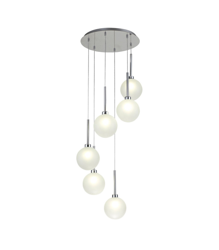 Baldwin 44cm Round Pendant 2.5m 6 x G9 Polished Chrome/Frosted Type G Shade-1
