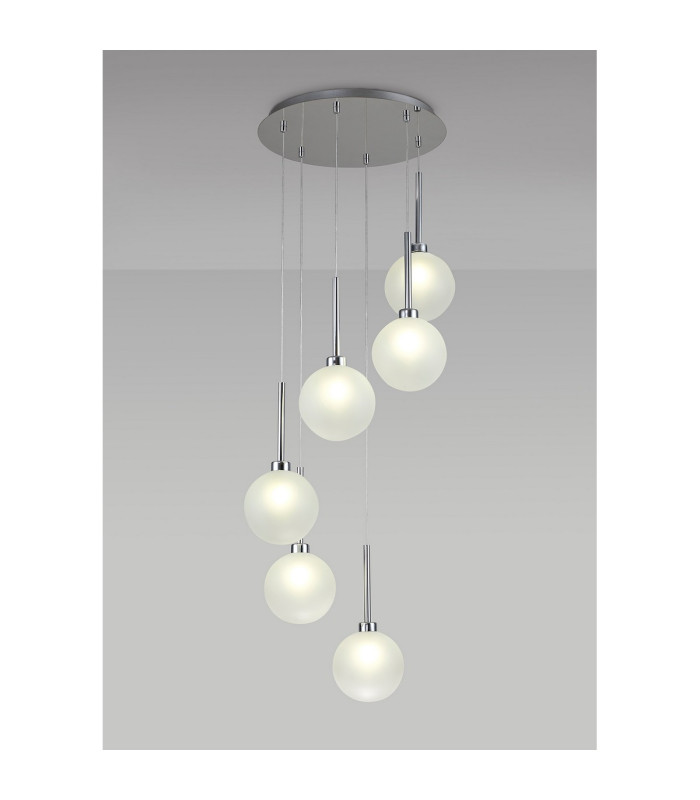 Baldwin 44cm Round Pendant 2.5m 6 x G9 Polished Chrome/Frosted Type G Shade-3