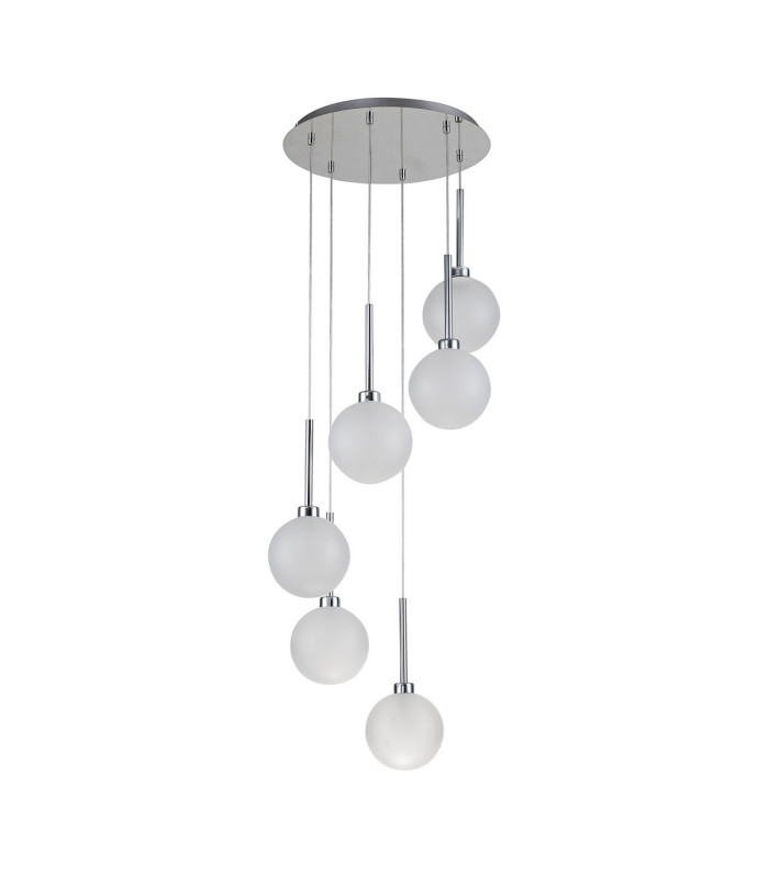 Baldwin 44cm Round Pendant 2.5m 6 x G9 Polished Chrome/Frosted Type G Shade-4