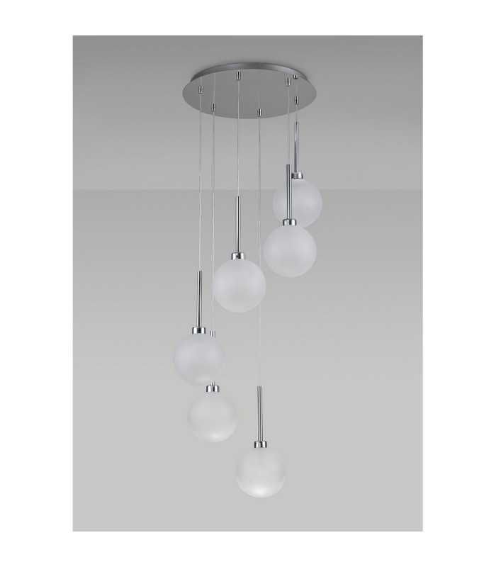 Baldwin 44cm Round Pendant 2.5m 6 x G9 Polished Chrome/Frosted Type G Shade-10