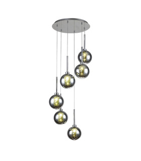 Baldwin 44cm Round Pendant 2.5m 6 x G9 Polished Chrome/Chrome/Frosted Type G Shade-1