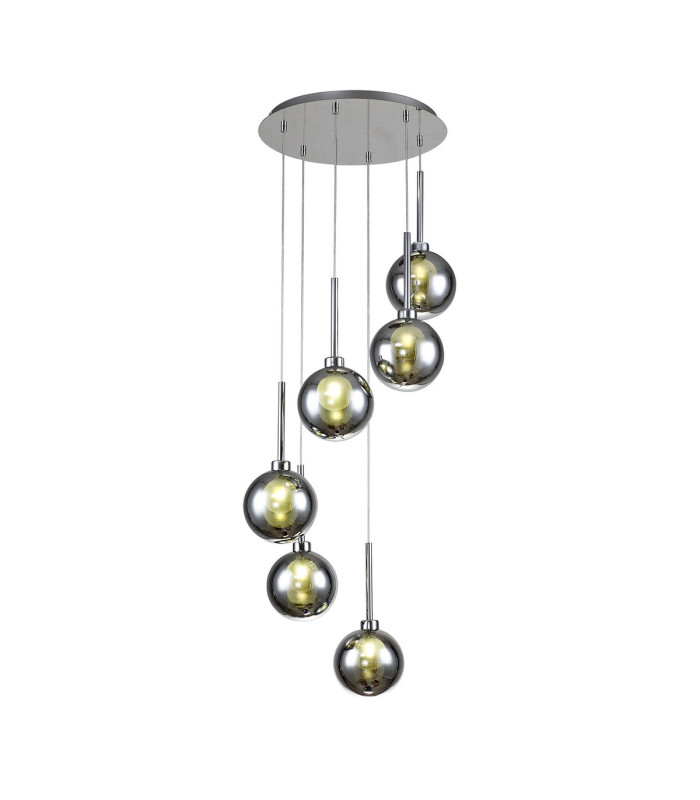 Baldwin 44cm Round Pendant 2.5m 6 x G9 Polished Chrome/Chrome/Frosted Type G Shade-1