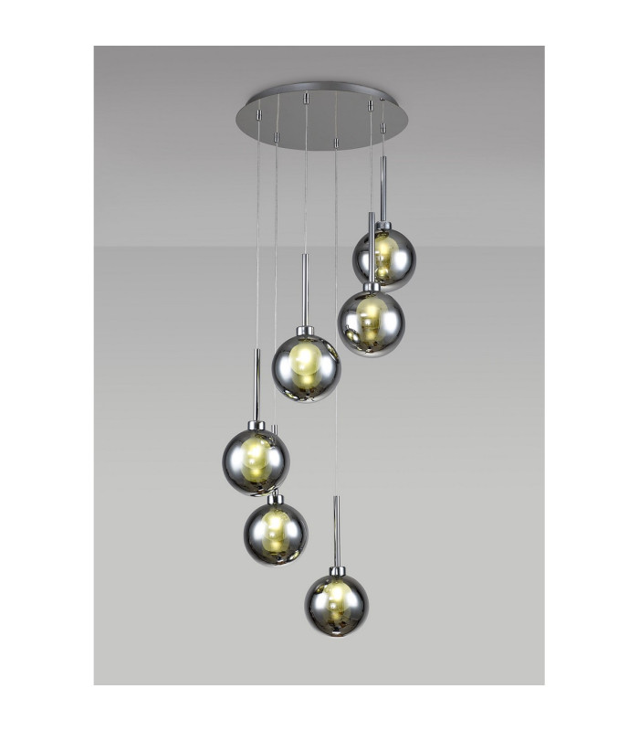 Baldwin 44cm Round Pendant 2.5m 6 x G9 Polished Chrome/Chrome/Frosted Type G Shade-3