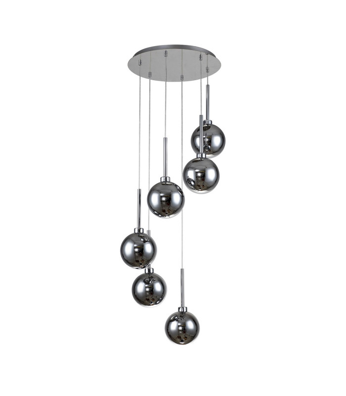 Baldwin 44cm Round Pendant 2.5m 6 x G9 Polished Chrome/Chrome/Frosted Type G Shade-4
