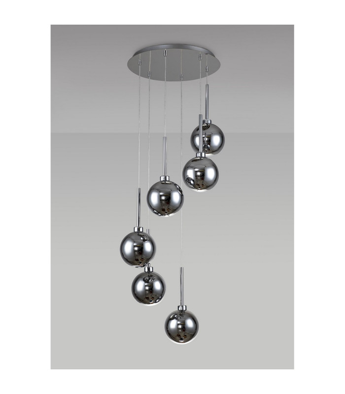 Baldwin 44cm Round Pendant 2.5m 6 x G9 Polished Chrome/Chrome/Frosted Type G Shade-11