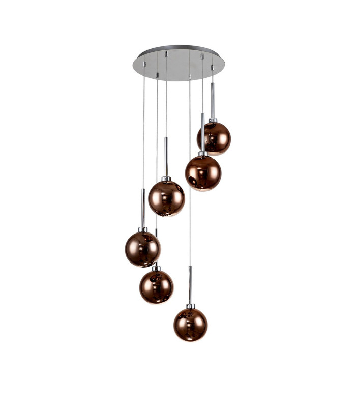 Baldwin 44cm Round Pendant 2.5m 6 x G9 Polished Chrome/Copper/Frosted Type G Shade-4
