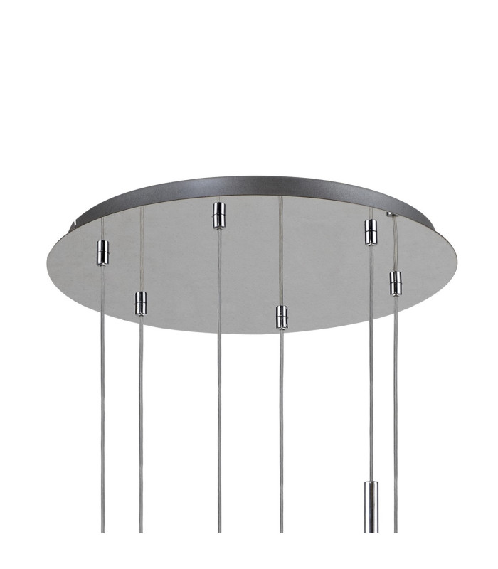 Baldwin 42cm Round Multiple Pendant 2.5m Curved Cone Glass (U) 6 Light G9 Polished Chrome/Iridescent/Opal-5