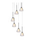 Baldwin 42cm Round Multiple Pendant 2.5m Curved Cone Glass (U) 6 Light G9 Polished Chrome/Iridescent/Opal-7