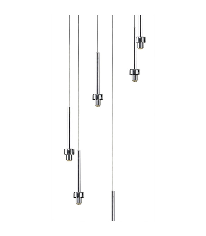 Baldwin 42cm Round Multiple Pendant 2.5m Curved Cone Glass (U) 6 Light G9 Polished Chrome/Iridescent/Opal-8