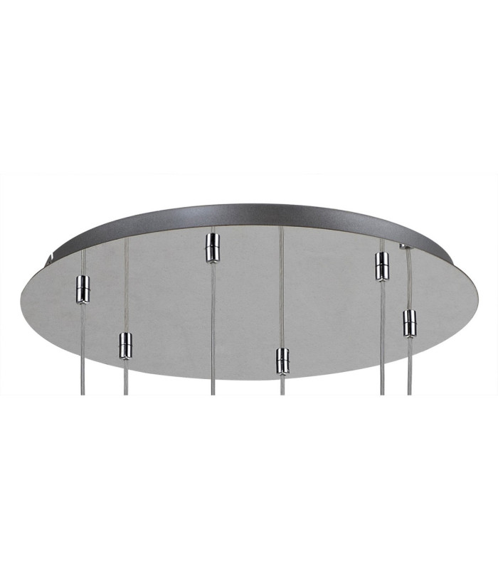 Baldwin 42cm Round Multiple Pendant 2.5m Curved Cone Glass (U) 6 Light G9 Polished Chrome/Iridescent/Opal-10