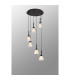 Baldwin 42cm Round Multiple Pendant 2.5m Curved Cone Glass (U) 6 Light G9 Satin Black/Iridescent/Opal-3