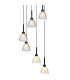 Baldwin 42cm Round Multiple Pendant 2.5m Curved Cone Glass (U) 6 Light G9 Satin Black/Iridescent/Opal-7