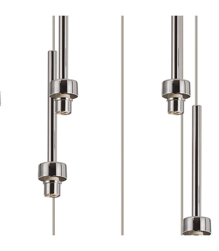 Baldwin 52cm Round Multiple Pendant 2.5m Curved Cone Glass (U) 9 Light G9 Polished Chrome/Iridescent/Opal-9