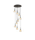 Baldwin 52cm Round Multiple Pendant 2.5m Curved Cone Glass (U) 9 Light G9 Satin Black/Iridescent/Opal-1