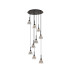 Baldwin 52cm Round Multiple Pendant 2.5m Curved Cone Glass (U) 9 Light G9 Satin Black/Iridescent/Opal-4