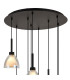 Baldwin 52cm Round Multiple Pendant 2.5m Curved Cone Glass (U) 9 Light G9 Satin Black/Iridescent/Opal-5