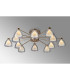 Baldwin 93cm Semi Flush Curved Cone Glass (U) 12 Light G9 French Gold/Iridescent/Opal-3