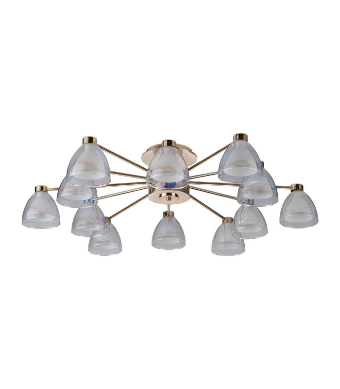 Baldwin 93cm Semi Flush Curved Cone Glass (U) 12 Light G9 French Gold/Iridescent/Opal-4