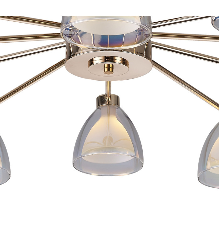Baldwin 93cm Semi Flush Curved Cone Glass (U) 12 Light G9 French Gold/Iridescent/Opal-8