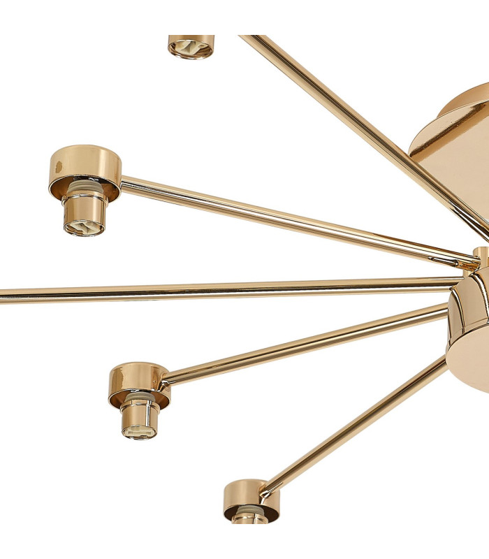 Baldwin 93cm Semi Flush Curved Cone Glass (U) 12 Light G9 French Gold/Iridescent/Opal-9