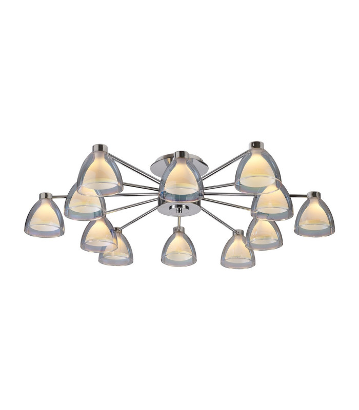 Baldwin 93cm Semi Flush Curved Cone Glass (U) 12 Light G9 Polished Chrome/Iridescent/Opal-1