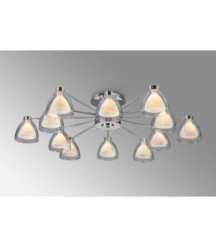 Baldwin 93cm Semi Flush Curved Cone Glass (U) 12 Light G9 Polished Chrome/Iridescent/Opal-3