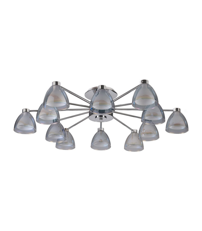 Baldwin 93cm Semi Flush Curved Cone Glass (U) 12 Light G9 Polished Chrome/Iridescent/Opal-4