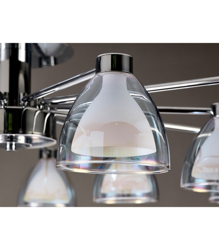 Baldwin 93cm Semi Flush Curved Cone Glass (U) 12 Light G9 Polished Chrome/Iridescent/Opal-12