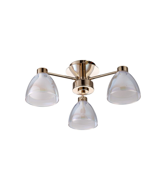 Baldwin 45.5cm Semi Flush Curved Cone Glass (U) 3 Light G9 French Gold/Iridescent/Opal-4