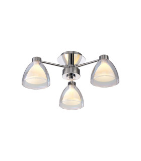 Baldwin 45.5cm Semi Flush Curved Cone Glass (U) 3 Light G9 Polished Chrome/Iridescent/Opal-1