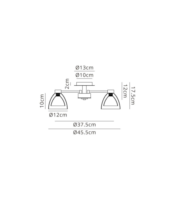 Baldwin 45.5cm Semi Flush Curved Cone Glass (U) 3 Light G9 Polished Chrome/Iridescent/Opal-2